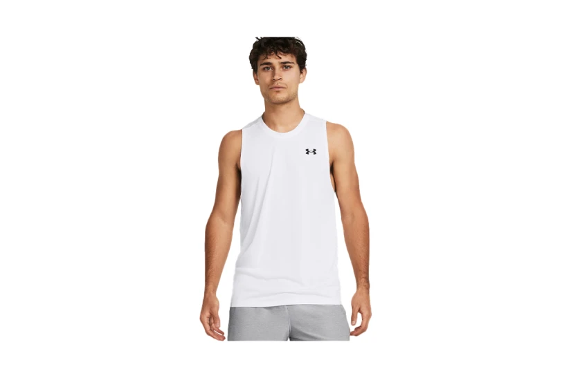 Under Armour Tech Tank Ανδρική Αμάνικη Μπλούζα Λευκή