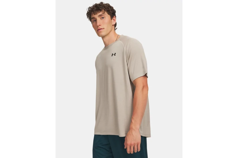 Under Armour Tech Textured Ανδρικό Κοντομάνικο T-Shirt Μπεζ, Μαύρο