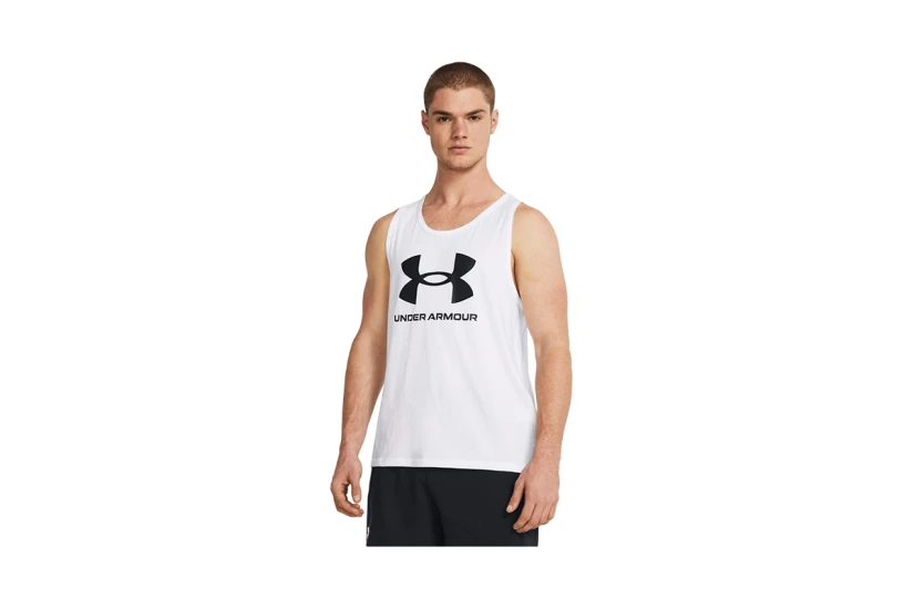 Under Armour Sportstyle Logo Ανδρική Αμάνικη Μπλούζα Λευκή