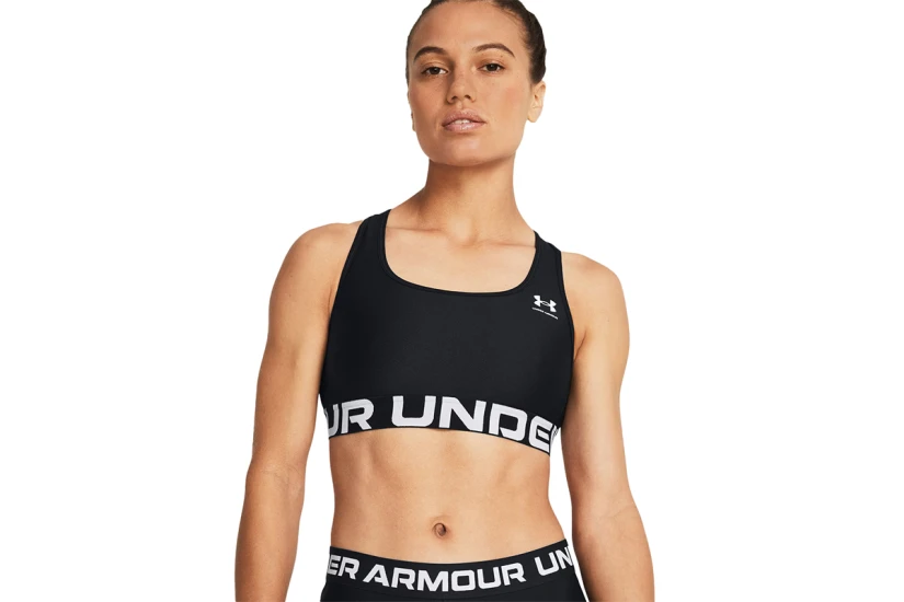 Under Armour Heatgear Mid Branded Γυναικείο Μπουστάκι Μαύρο
