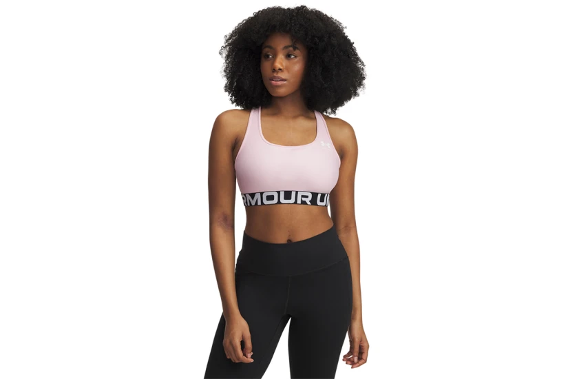 Under Armour Heatgear Mid Branded Γυναικείο Μπουστάκι Ροζ