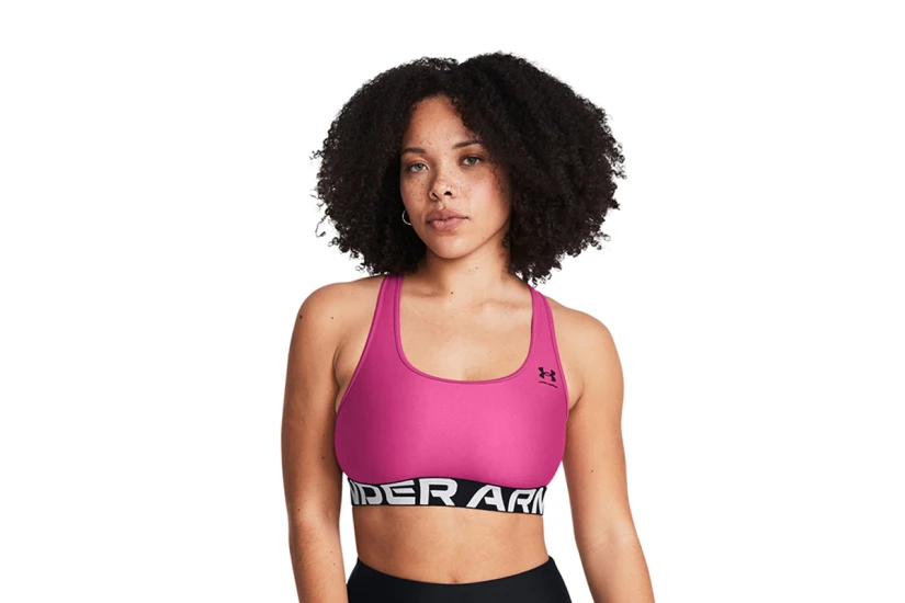 Under Armour Heatgear Mid Branded Γυναικείο Μπουστάκι Φούξια