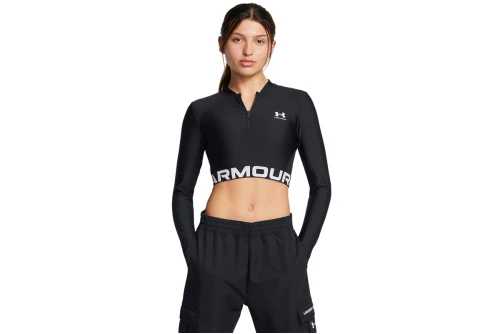 Under Armour Heatgear Rib 1-4 Crop Top Μακρυμάνικο Γυναικείο (1388692 001)