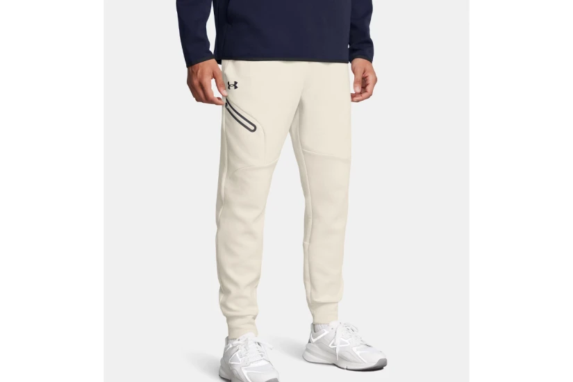Under Armour Unstoppable Fleece Ανδρικό Παντελόνι Φόρμας Εκρού