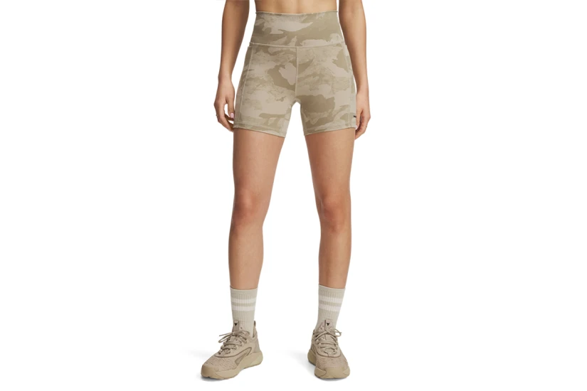 Under Armour Project Rock Middy Γυναικείο Κοντό Κολάν Μπεζ