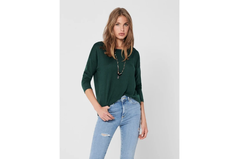 Only Onlelcos 4-5 Solid Top Jrs Μπλούζα Με Λαιμόκοψη (15124402 GREEN GABLES)