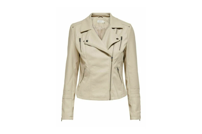 Only Onlgemma Faux Leather Biker Otw Μπουφάν Δερματίνη Γυναικείο (15153079 SILVER LINING)