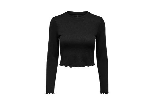 Only Onlkitty L-S Top Cropped Jrs Μπλούζα Με Λαιμόκοψη (15210610 BLACK)