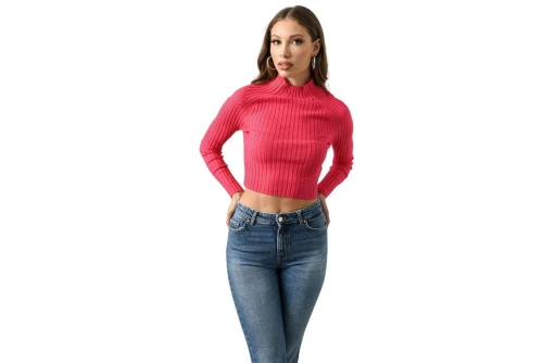 Only Onlella L-S Cropped Pullover Knt Crop Top Μακρυμάνικο (15237835 PINK FLAMBE)