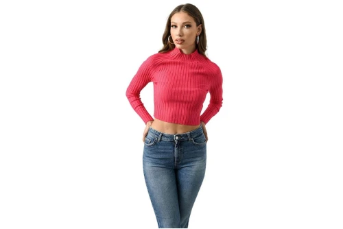 Only Onlella L-S Cropped Pullover Knt Crop Top Μακρυμάνικο (15237835 PINK FLAMBE)