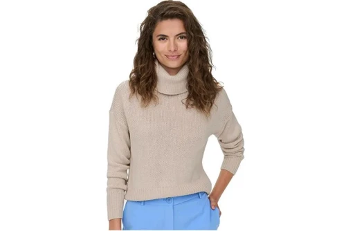 Only Cowlneck Pullover Knt Noos Μπλούζα Πλεκτή Γυναικεία (15243909 PUMICE STONE)
