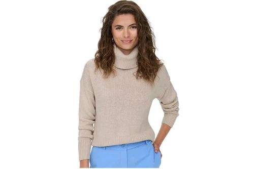 Only Cowlneck Pullover Knt Noos Μπλούζα Πλεκτή Γυναικεία (15243909 PUMICE STONE)