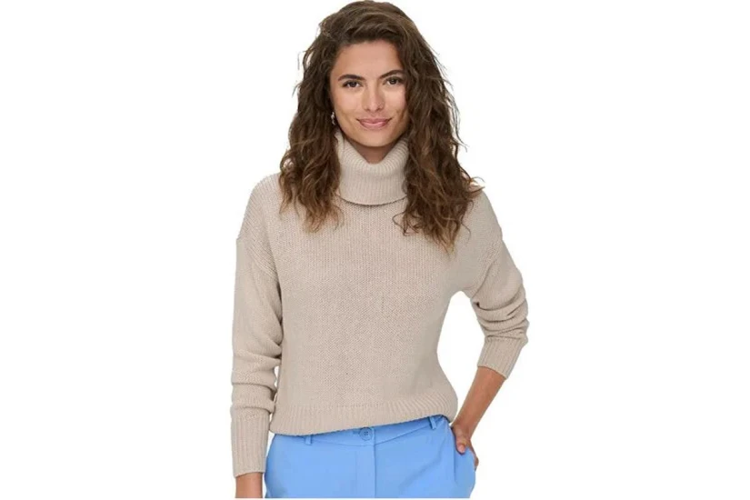 Only Cowlneck Pullover Knt Noos Μπλούζα Πλεκτή Γυναικεία (15243909 PUMICE STONE)