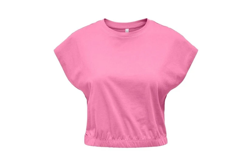 Only May Γυναικεία Κοντομάνικη Crop Top Μπλούζα Ροζ