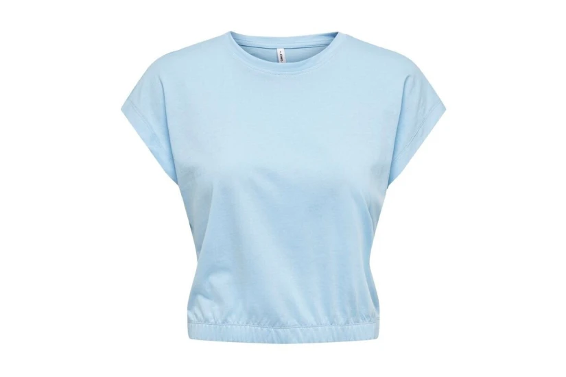 Only May Γυναικεία Κοντομάνικη Crop Top Μπλούζα Σιέλ
