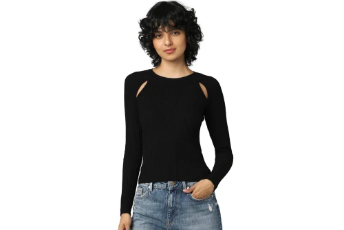 Only Aisley L-S Peek -A-Bo Μπλούζα Πλεκτή Γυναικεία (15268186 BLACK)