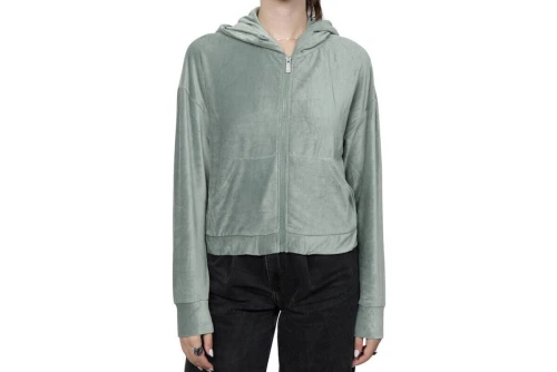 Only New Sira L-S Zip Swt Ζακέτα Βελουτέ Γυναικεία (15272537 LILY PAD)