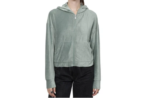 Only New Sira L-S Zip Swt Ζακέτα Βελουτέ Γυναικεία (15272537 LILY PAD)