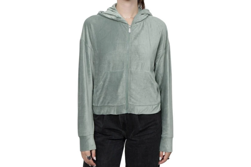 Only New Sira L-S Zip Swt Ζακέτα Βελουτέ Γυναικεία (15272537 LILY PAD)