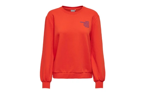 Only Onlword L-S O-Neck Box Swt Μπλούζα Με Λαιμόκοψη (15279833 ORANGE COM-LOVE)