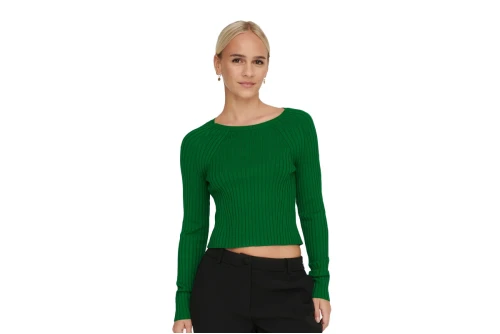 Only Onlmeddi Ls Rib Crop O-Neck Cc Knt Μπλούζα Πλεκτή Γυναικεία (15280060 GREEN JACKET)