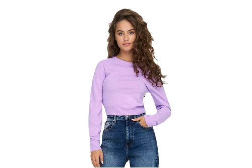 Only Onlsunny Ls Short O-Neck Cc Knt Μπλούζα Πλεκτή (15281413 PURPLE ROSE)