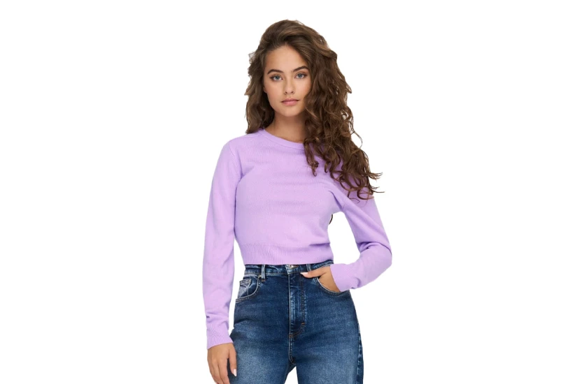 Only Onlsunny Ls Short O-Neck Cc Knt Μπλούζα Πλεκτή (15281413 PURPLE ROSE)