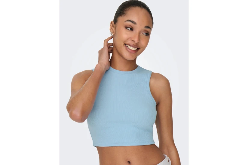 Only Γυναικείο Αμάνικο Crop Top Γαλάζιο