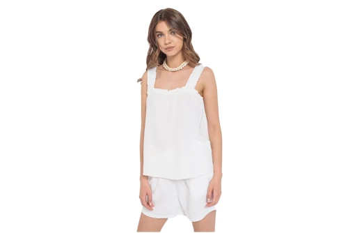 Only Onlwillow Linen Singlet Ptm Μπλούζα Αμάνικη Γυναικεία (15285846 BRIGHT WHITE)