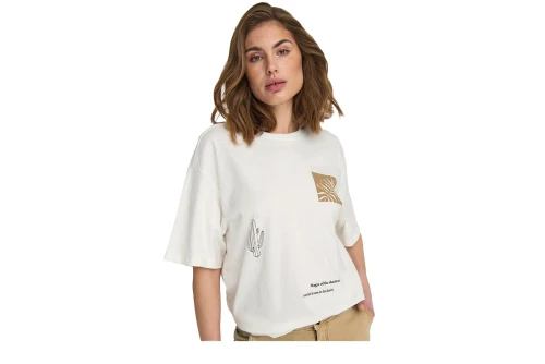 Only Onlluna S-S Print Top Box Jrs T-Shirt Γυναικείο (15286655 CLOUD DANCER-MAGIC)