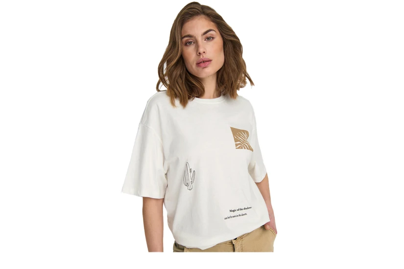 Only Onlluna S-S Print Top Box Jrs T-Shirt Γυναικείο (15286655 CLOUD DANCER-MAGIC)