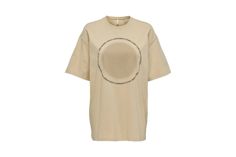 Only Onlluna S-S Print Top Box Jrs T-Shirt Γυναικείο (15286655 PEBBLE-DESERT)
