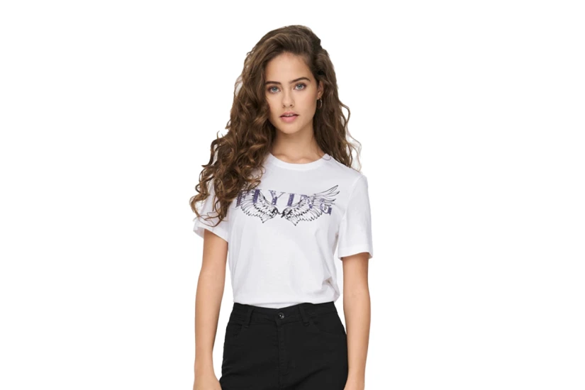 Only Onlkita Reg S-S Wings Top Box Jrs T-Shirt Γυναικείο (15286657 BRIGHT WHITE-FLYING)
