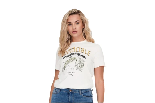 Only Onllucy Reg S-S Eagle Wings Top Box Jrs T-Shirt Γυναικείο (15286658 CLOUD DANCER)