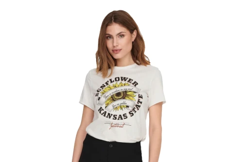 Only Onllucy Reg S-S Sunflower Top Box Jrs T-Shirt Γυναικείο (15286708 CLOUD DANCER)