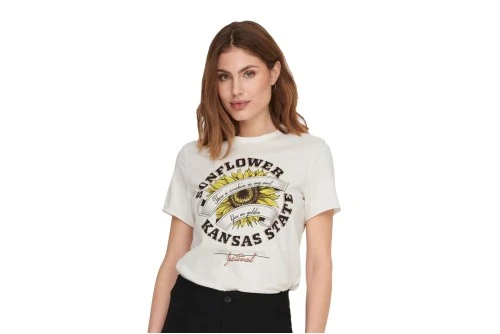 Only Onllucy Reg S-S Sunflower Top Box Jrs T-Shirt Γυναικείο (15286708 CLOUD DANCER)