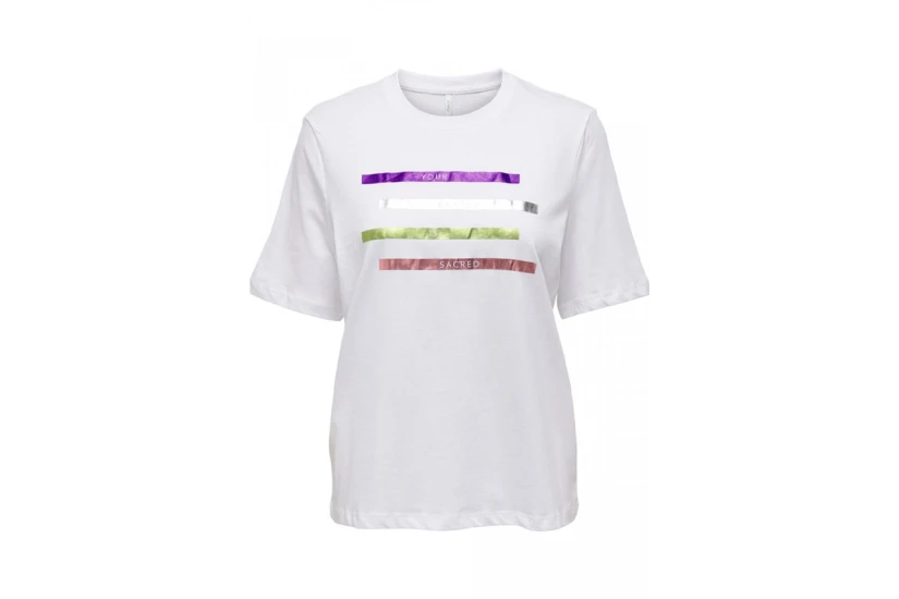 Only Onlclementine Boxy S-S Foil Top Box Jrs T-Shirt Γυναικείο (15286714 BRIGHT WHITE)
