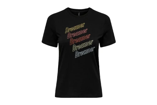 Only Onlcora Reg S-S Word Top Box Jrs T-Shirt Γυναικείο (15286729 BLACK-DREAMER)