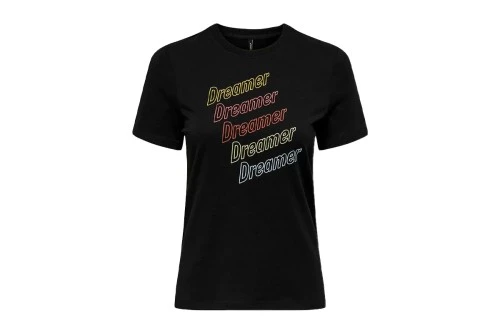 Only Onlcora Reg S-S Word Top Box Jrs T-Shirt Γυναικείο (15286729 BLACK-DREAMER)