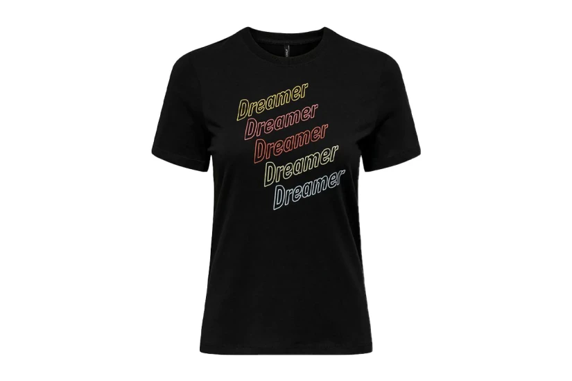 Only Onlcora Reg S-S Word Top Box Jrs T-Shirt Γυναικείο (15286729 BLACK-DREAMER)