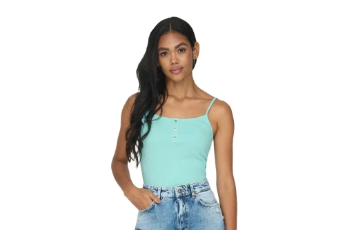 Only Onlunina S-L Heart Button Top Jrs Μπλούζα Αμάνικη Γυναικεία (15289824 ARUBA BLUE)