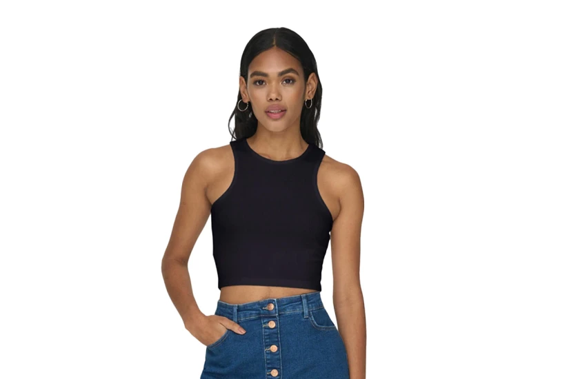 Only Onlbelia Γυναικείο Αμάνικο Crop Top Μαύρο
