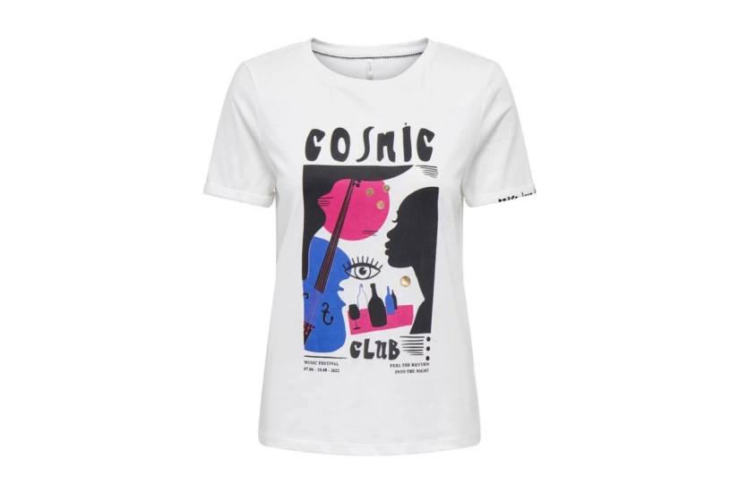Only Onlmelanie Γυναικείο Κοντομάνικο T-Shirt Λευκό, Μαύρο, Μωβ