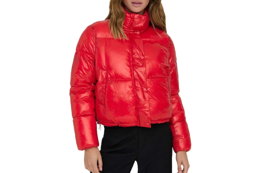 Only Onlsky Γυναικείο Κοντό Puffer Μπουφάν Κόκκινο