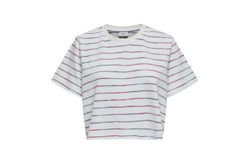 Only Onlelena Γυναικείο Κοντομάνικο T-Shirt Λευκό, Πράσινο, Κόκκινο