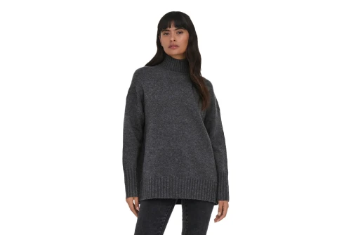 Only Onlgabriel Life Ls Highneck Cc Knt Μπλούζα Με Ψηλό Λαιμό Γυν (15297172 DARK GREY MELANGE)