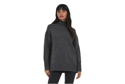 Only Onlgabriel Life Ls Highneck Cc Knt Μπλούζα Με Ψηλό Λαιμό Γυν (15297172 DARK GREY MELANGE)