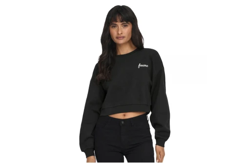 Only Onlodessa Cropped Μπλούζα Με Λαιμόκοψη Γυναικεία (15299677 BLACK-FEMME)