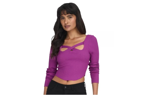 Only Onllisa Ls Squareneck Knt Crop Top Μακρυμάνικο Γυναικείο (15300377 CLOVER)