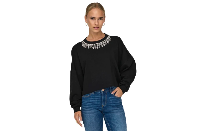 Only Onlrhine L-S Bling O-Neck Swt Crop Top Μακρυμάνικο Γυναικείο